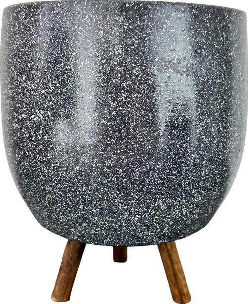 Gri Granit Toprak Saksı Saksılık Salon Çiçeklik 3 Ayaklı - 19 CM