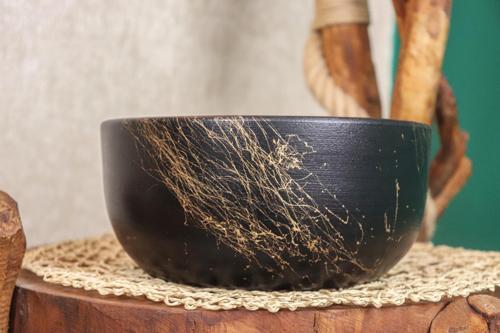 Siyah Üzeri Gold Terakota Toprak Saksı Aranjman Saksısı Bonzai Saksısı