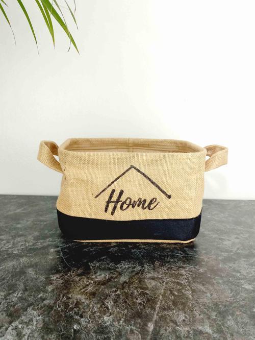 Sweety Home Jüt Hasır Ev Düzenleyici Mutfak Banyo Salon Sepeti Katlanır Sıvı Korumalı Küçük