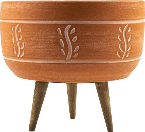 Terakota Nakış Desenli Toprak Aranjman ve Bonzai Saksı 3 Ayaklı