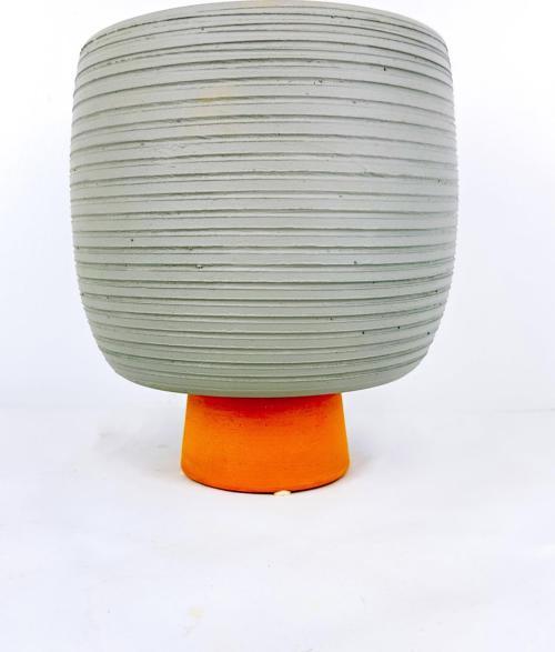 Antik Kendinden Ayaklı Toprak Saksı Saksılık Gri 19 cm