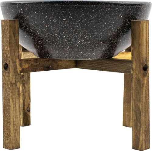 Ev Dekorasyon Siyah Granit Aranjman Sunumluk Toprak Saksı 4 Ayaklı 20 Cm Çap