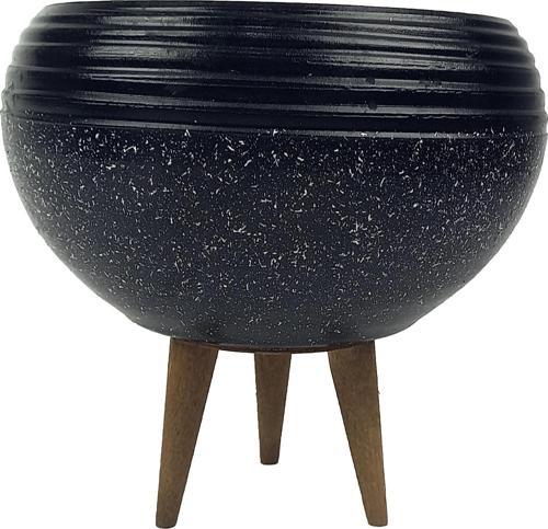 Siyah Granit Küp Aranjman Saksı Saksılık Salon Çiçeklik 3 Ayaklı