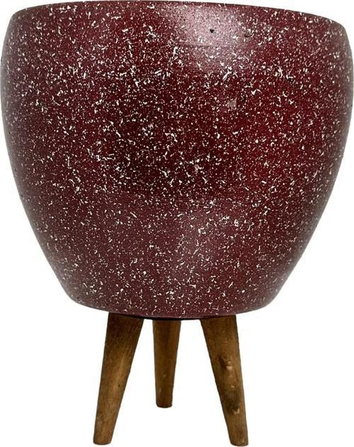 Bordo Granit Toprak Saksı Saksılık Salon Çiçeklik 3 Ayaklı - 15 CM