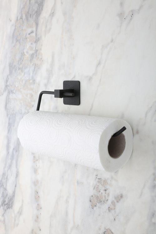 Kare Yapışkanlı Siyah Kağıt Rulo Havluluk, Peçetelik, Yapışkanlı Tasarım, Banyo Askısı