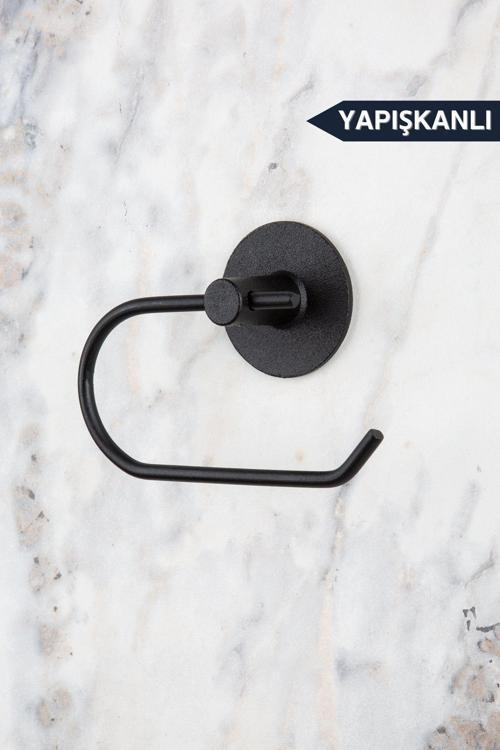 Yapışkanlı Tuvalet Kağıtlığı Ring Serisi Mat Siyah