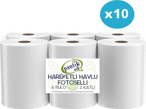 Pratiksoft 10 Koli 21cm Fotoselli Hareketli Kağıt Havlu 60 Rulo