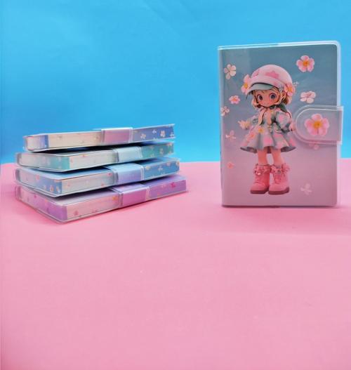 Çiçekli Kız A7 Not Defteri , Çıt Çıtlı Cep Defteri - Yeşil