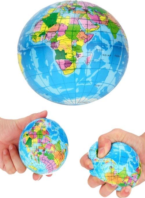 Dünya Desenli Popit Stres Topu Eğitici Oyuncak Çap 6 Cm