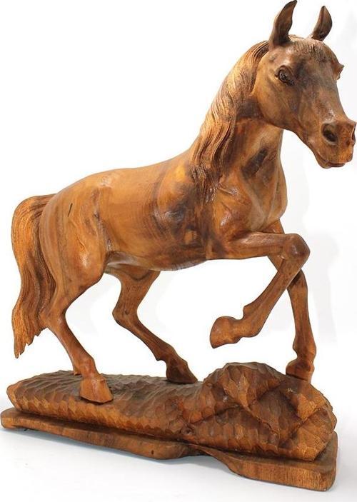Ahşap Maun Ağacı At Figürü 50 Cm