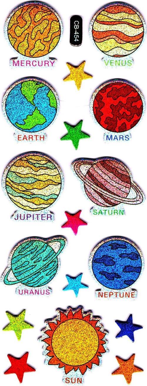 Sticker Kabartmalı Sticker Defter, Planlayıcı Etiket (cb454) 16x7 cm- Güneş Sistemi Gezegen
