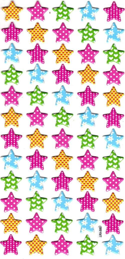 Sticker Kabartmalı Stiker Çıkartma Etiket (Lrx005)-18x9 cm- Desenli Yıldızlar