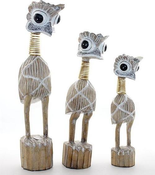 Ahşap 3'Lü Emu Kuşu Seti Lıngga Yonı-7