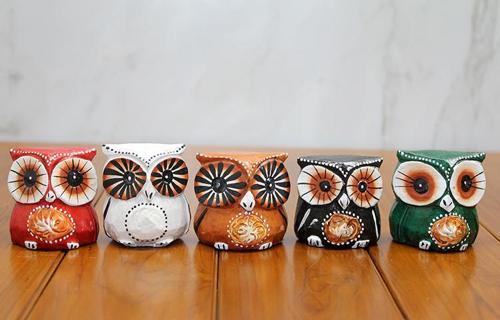 Ahşap 5'Li Baykuş Seti Polos:8