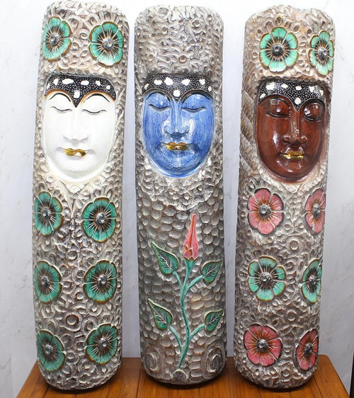 Ahşap Duvara Asmalı Buda Maske 1.Metre Galıleo-15