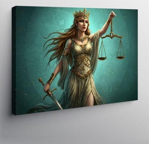 Kanvas Tablo Adalet Tanrıçası Silüeti