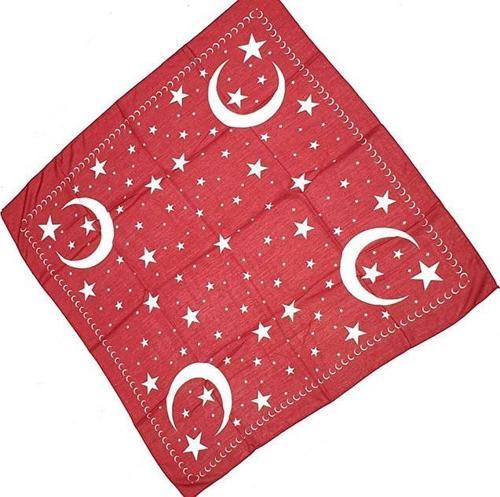 Ayyıldız Yazma Kırmızı Tülbent 95x95 cm