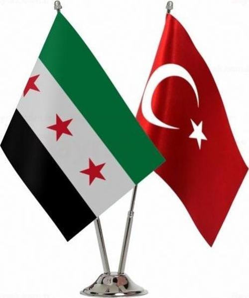 Yeni Suriye ve Türkiye İkili Krom Ayaklı İkili Masa Bayrağı Seti