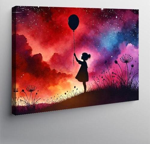 Kanvas Tablo Balonlu Gölge Kız