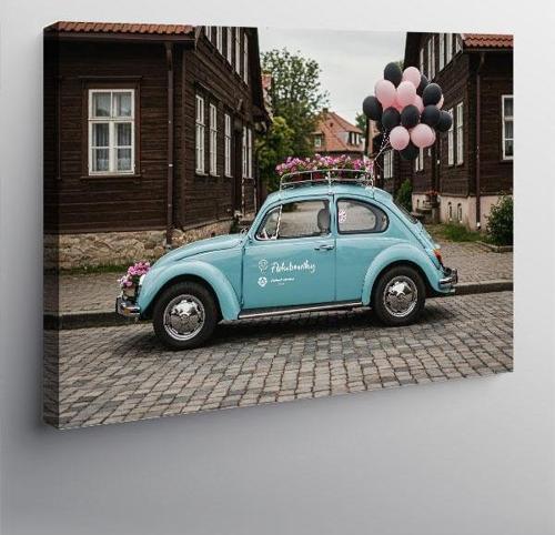 Kanvas Tablo Balonlu Mavi Vosvos