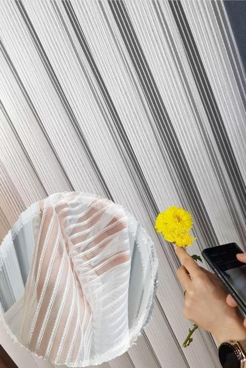Çizgili Zincir Tül Perde 1x3 Sık Pile - Ağır Kumaş Dökümlü - Kırışmaz Ütü Istemez 250x230 cm