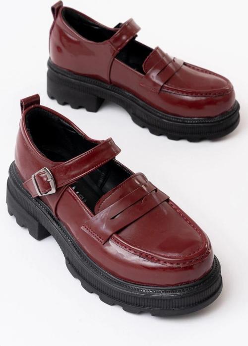 Bordo Rugan Kadın Günlük Yüksek Tabanlı Loafer Ayakkabı