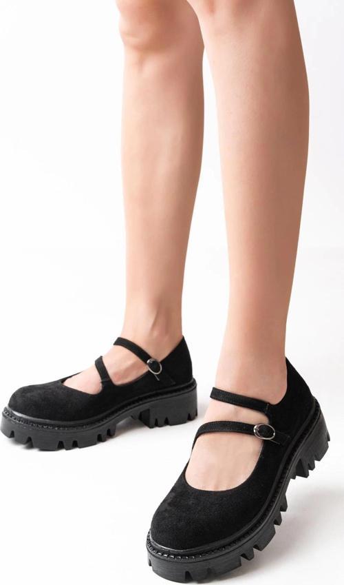 Siyah Süet Günlük Yüksek Tabanlı Loafer Ayakkabı