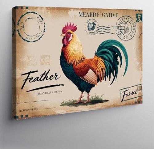 Kanvas Tablo Çiftlikte Horoz Deseni