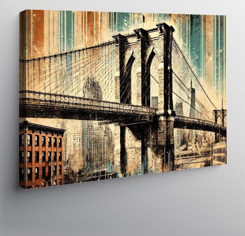 Kanvas Tablo Brooklyn Köprüsü Silüeti