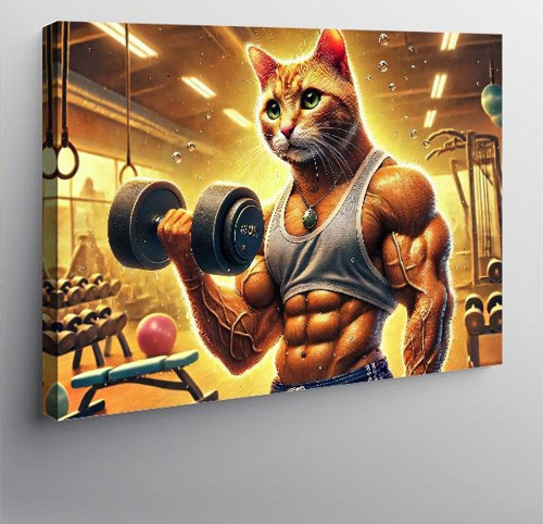 Kanvas Tablo Halter Çalıişan Kedi