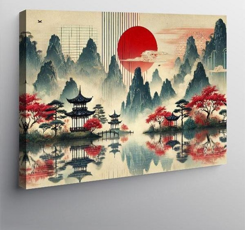Kanvas Tablo Japon Dağ Sanatı