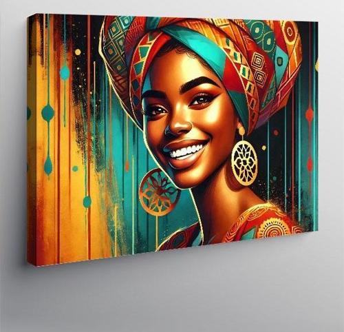 Kanvas Tablo Gülümseyen Afrika Kadını