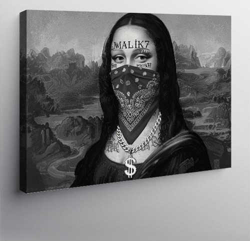 Kanvas Tablo Maskeli Monalisa Kadın Grafiti