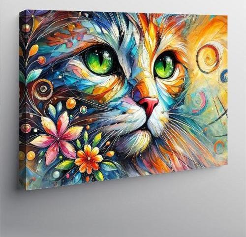 Kanvas Tablo Renkli Kedi Gözleri
