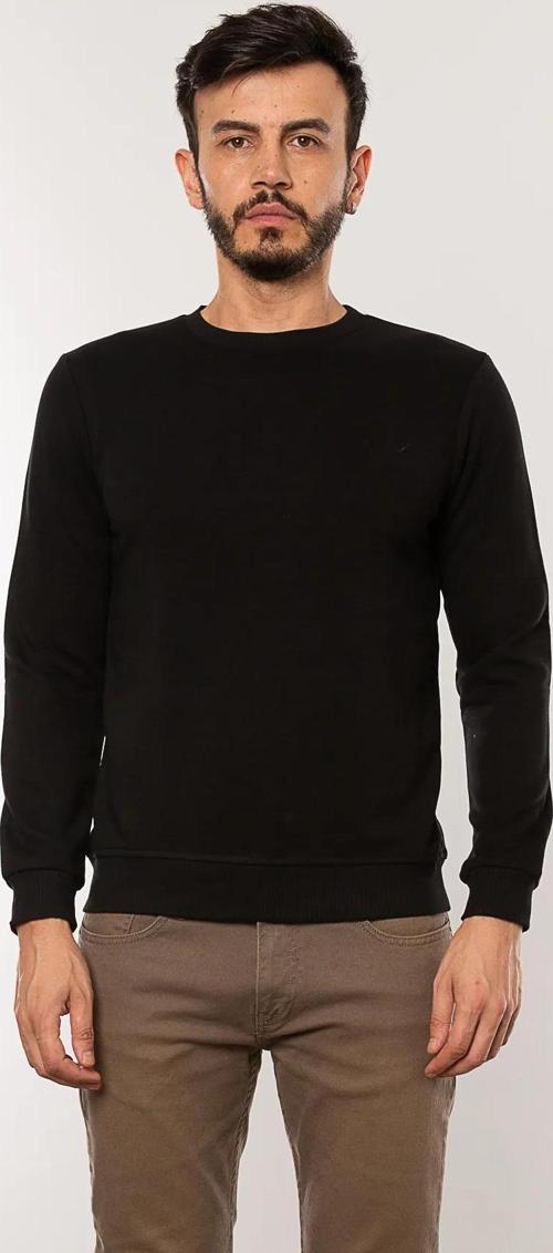 Caz 5610 Bisiklet Yaka 3 İplik Şardonsuz Erkek Siyah Basic Sweat