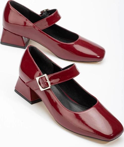 Bordo Rugan Günlük 4 Cm Topuklu Bayan Ayakkabı