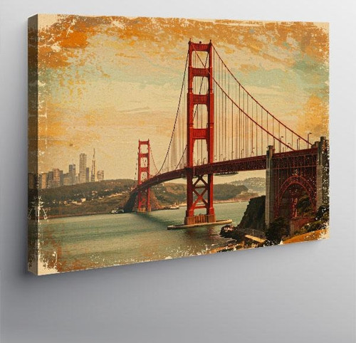 Kanvas Tablo Golden Gate Bridge'İn Gün Batımı
