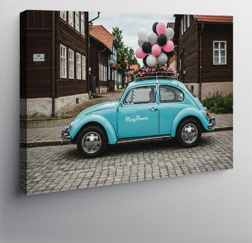 Kanvas Tablo Balonlu Retro Araç