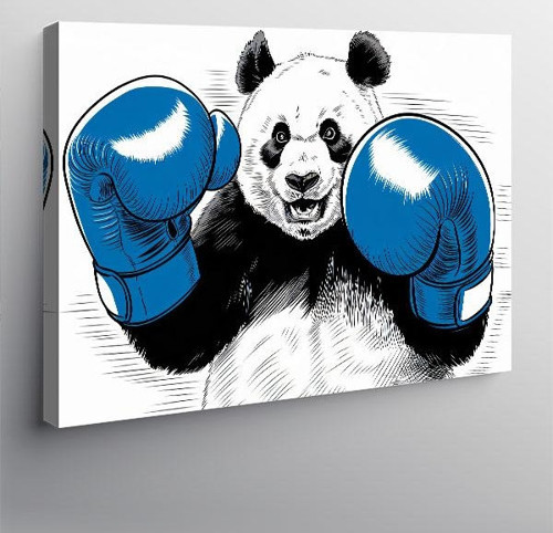 Kanvas Tablo Boks Eldivenli Panda