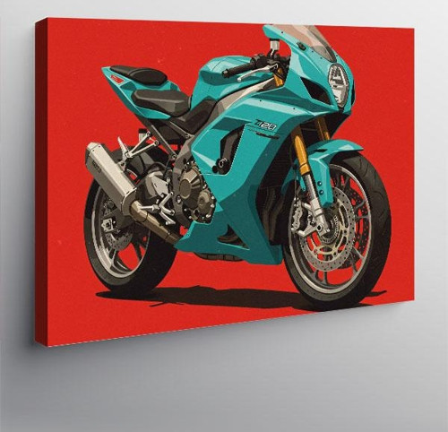 Kanvas Tablo Mavi Yarış Motosikleti
