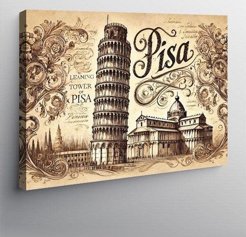 Kanvas Tablo Pisa Kulesi Deseni