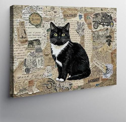 Kanvas Tablo Siyah Beyaz Kedi Şıklığı