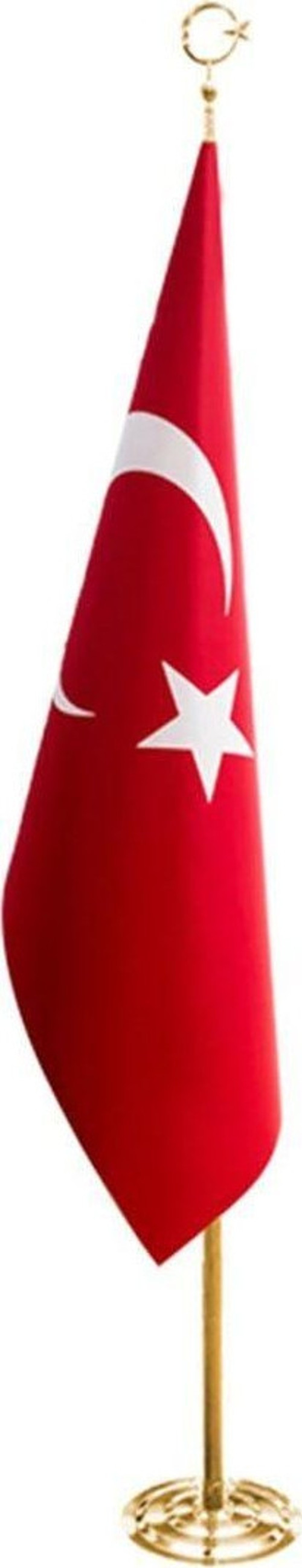 Bayrakal Makam Bayrağı Simli, Ofis Bayrağı, Flama, Türk Bayrağı, Telalı Bayrak, 245 cm Sarı Direkli