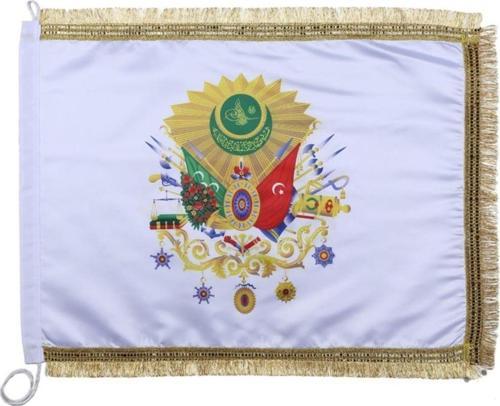 Bayrakal Osmanlı Tuğra Bayrağı, Çift Kat Saten, Osmanlı Simli Bayrak 70 x 105 cm