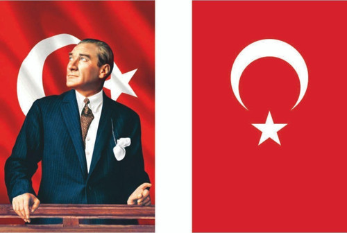 Bayrakal Atatürk Ve Türk Bayrağı Ikili Set 100 x 150 cm
