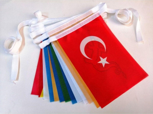 Bayrakal Dizili Eski Türk Devlet Bayrakları 17'Li 30 x 45 cm - Dizi Uzunluğu 765 cm