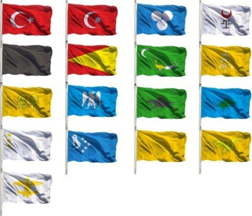 Bayrakal Eski Türk Devlet Bayrakları 20 x 30 cm - Sopalı