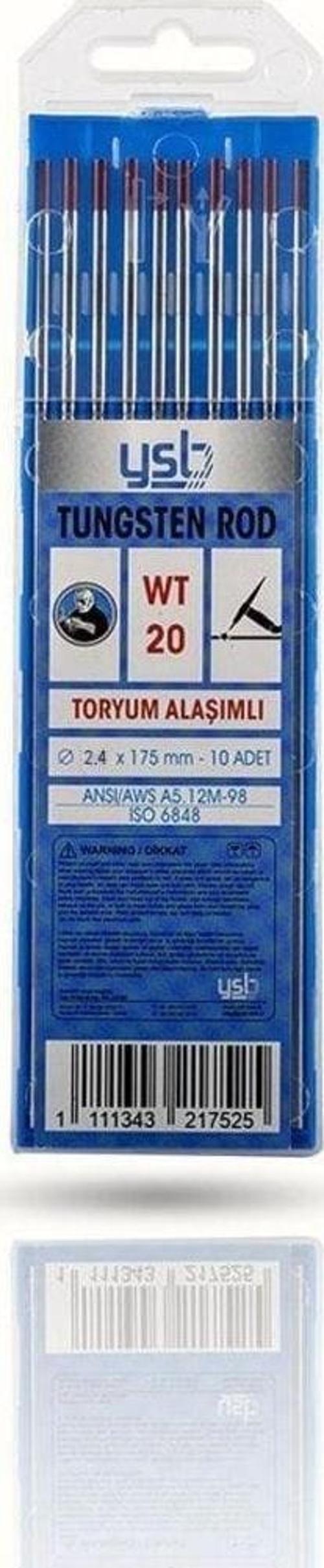 Toryum Alaşımlı Elektrod Wt 20 Kırmızı Tungsten 2.40 X 175 Mm (10 Adet)
