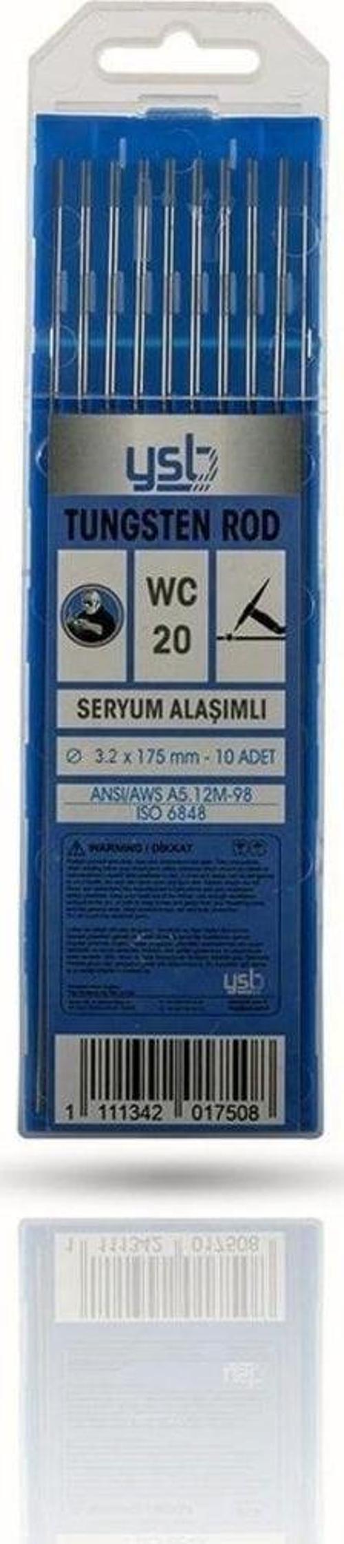 Wc 20 Gri Toryum Alaşımlı Tungsten 3.20 X 175 Mm Elektrot (10 Adet)
