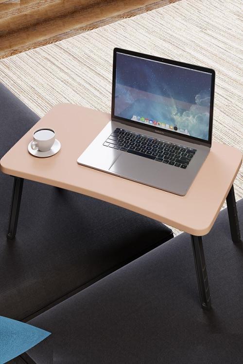 Renkli Laptop Sehpası Katlanabilir Yatak Koltuk Üstü Kahvaltı Bilgisayar Sehpası - Capuccino